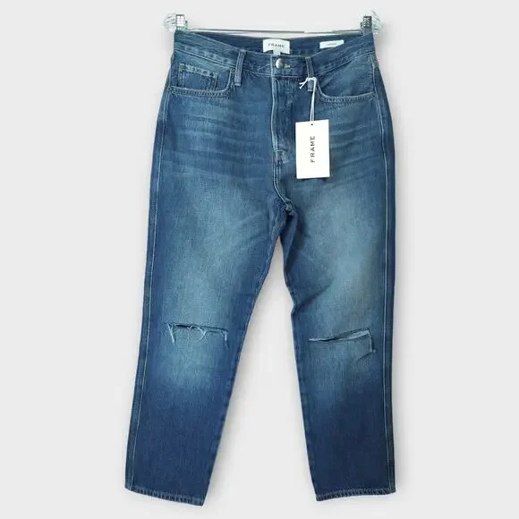 NEW Women FRAME Le Original High Rise Straight Fit Above Ankle Blue Jean Size 29 - Picture 2 of 10